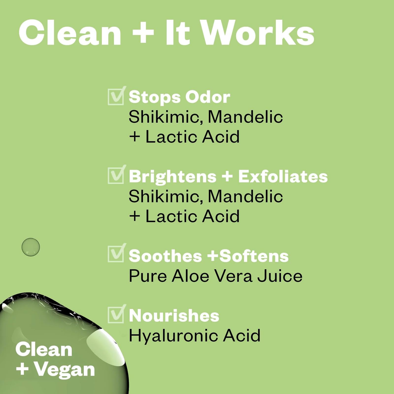 Kosas Chemistry Deodorant - Aluminium and Baking Soda Free + BO-Fighting AHA Serum that Exfoliates, Softens, and Nourishes the Skin, (Serene Clean) KosasBuy Supplements Australia