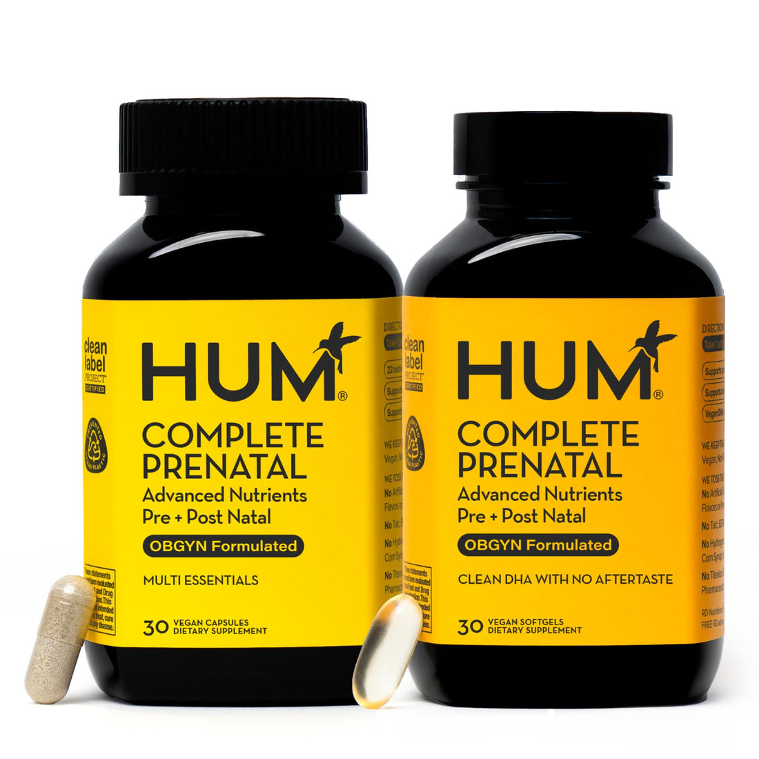 HUM Complete Prenatal Multivitamin for Women with Folate, DHA, and Choline, 23 Nutrients for Daily Support, Gluten Free, Non GMO Supplement for Pre, During, and Post Pregnancy, 30 Vegan Capsules HUMBuy Supplements Australia