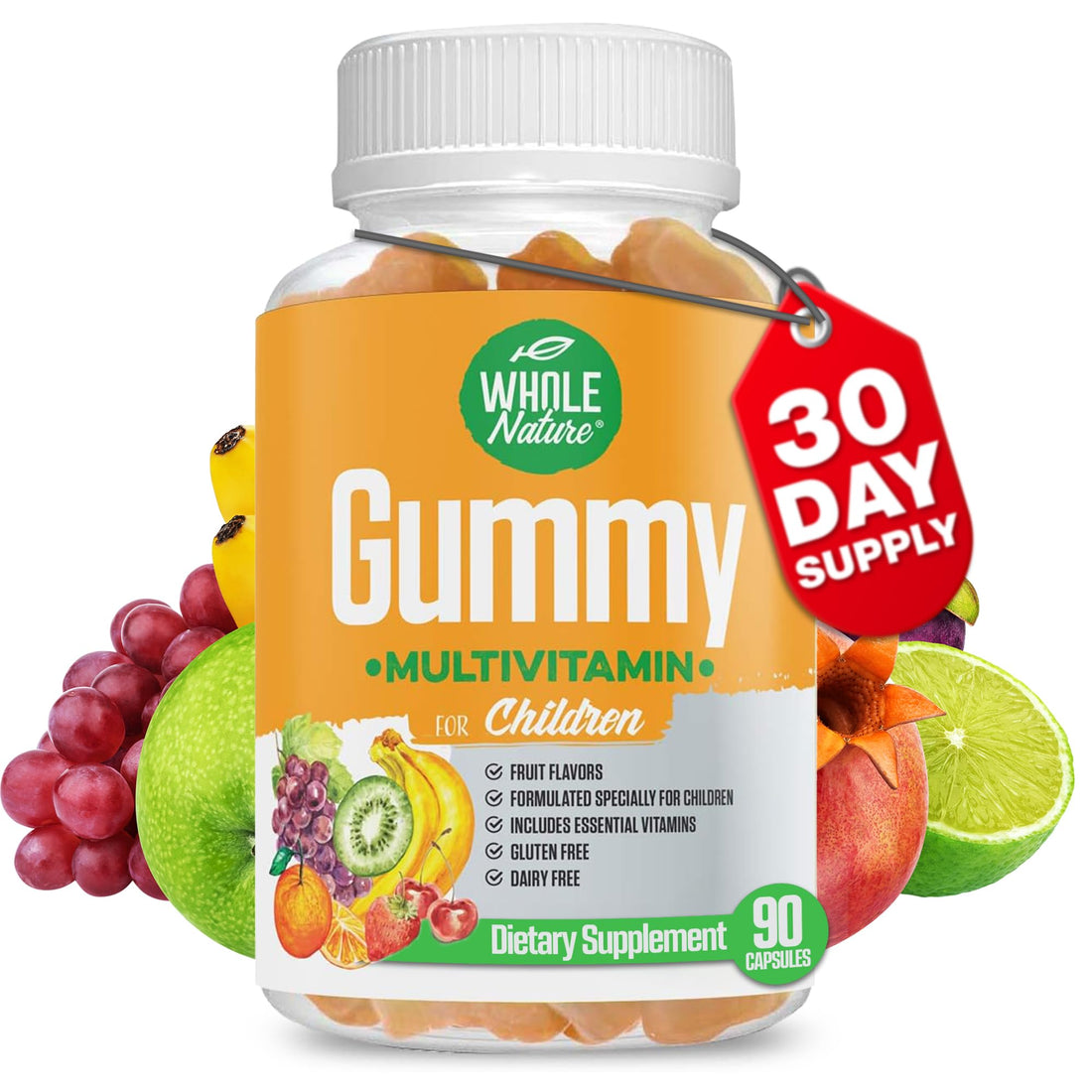Whole Nature Kids Gummy Multivitamin - Complete Daily Essentials Childrens Vitamins and Minerals for Overall Wellness, 90 Gummies Whole NatureBuy Supplements Australia