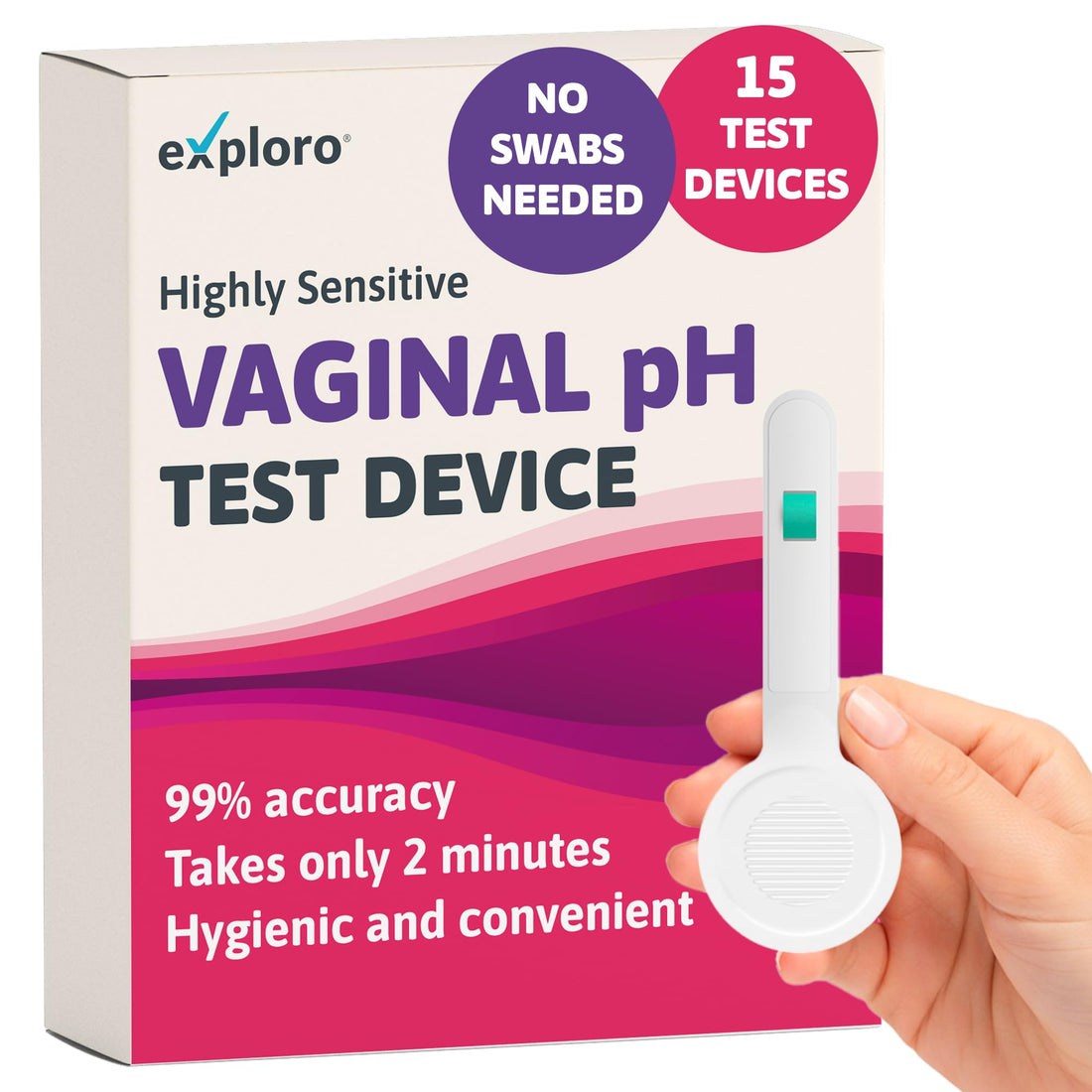 Exploro Vaginal pH Balance Test, PH Balance for Women, Vaginal Health pH Test Device, Vaginal Infection Test Kit Alternative to pH Test Strips & PhD Boric Acid, (Pack of 15) Devices ExploroBuy Supplements Australia