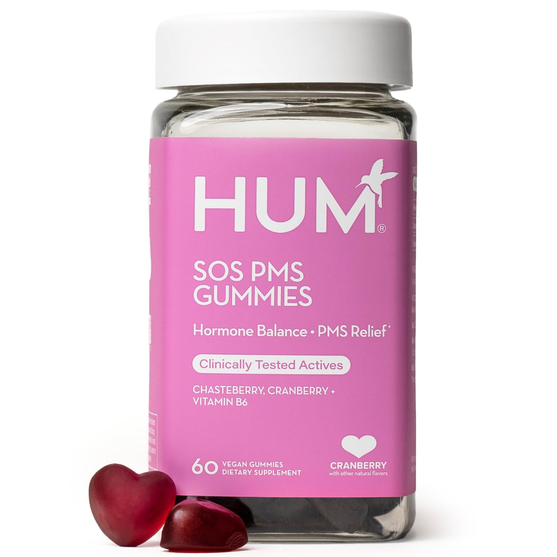 HUM Nutrition SOS PMS Gummies, PMS Support Supplement for Women, Support Cycle Symptoms, Bloating, Hormonal Balance, Includes Vitamin B6, Cranberry & Chasteberry Vitex, Gluten Free, 60 Vegan Gummies HUMBuy Supplements Australia