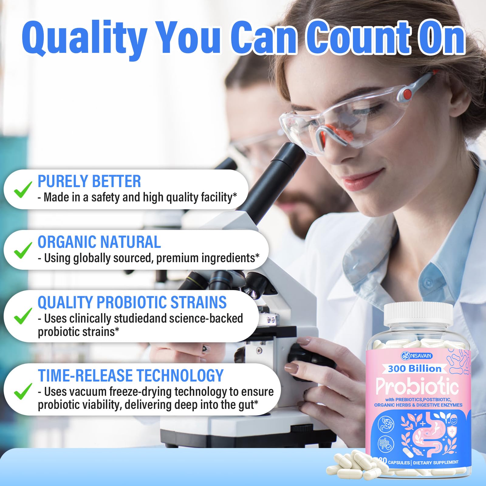 (180 Capsules) Probiotics for Women & Men, 5-in-1 Probiotic, Prebiotic, Postbiotic, Organic Herbs & 16 Digestive Enzymes Blend, 300 Billion CFU, Complete Gut Health, Digestive Health & Immune* NisavainBuy Supplements Australia