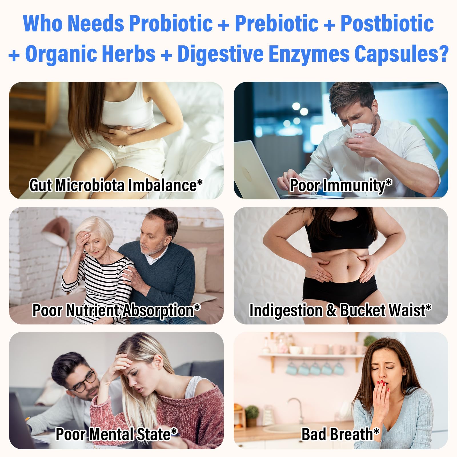 (180 Capsules) Probiotics for Women & Men, 5-in-1 Probiotic, Prebiotic, Postbiotic, Organic Herbs & 16 Digestive Enzymes Blend, 300 Billion CFU, Complete Gut Health, Digestive Health & Immune* NisavainBuy Supplements Australia