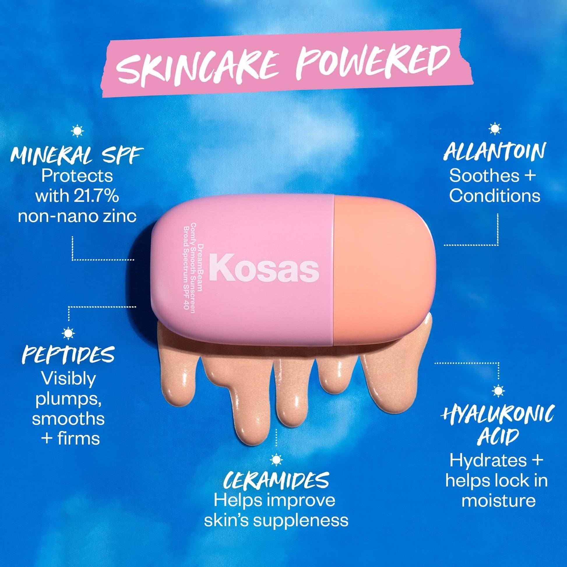 Kosas DreamBeam SPF 40 Mineral Sunscreen for Face + Makeup Prep – Lightweight Hydrating Sun Protection, 40 ml KosasBuy Supplements Australia