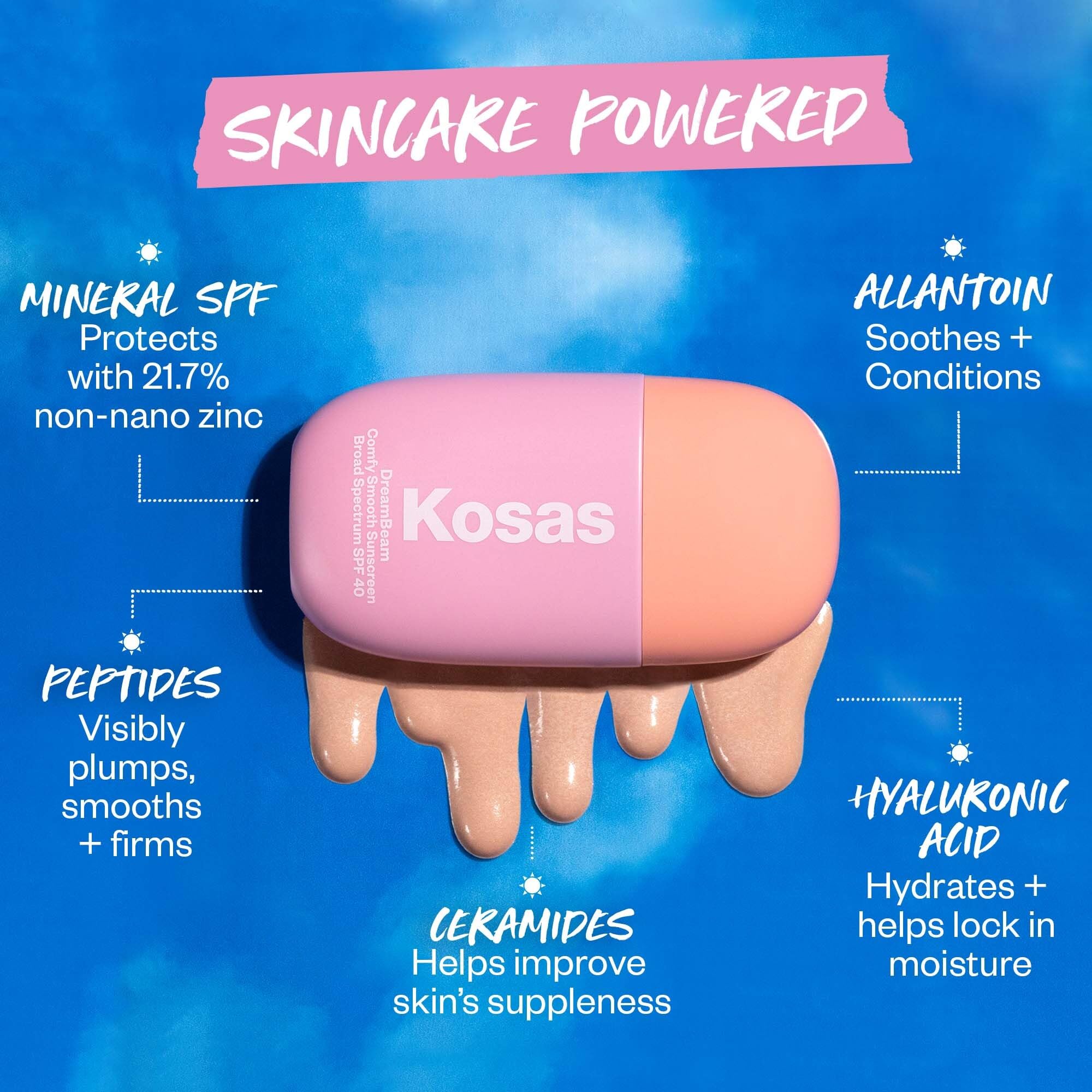 Kosas DreamBeam SPF 40 Mineral Sunscreen for Face + Makeup Prep – Lightweight Hydrating Sun Protection, 40 ml KosasBuy Supplements Australia