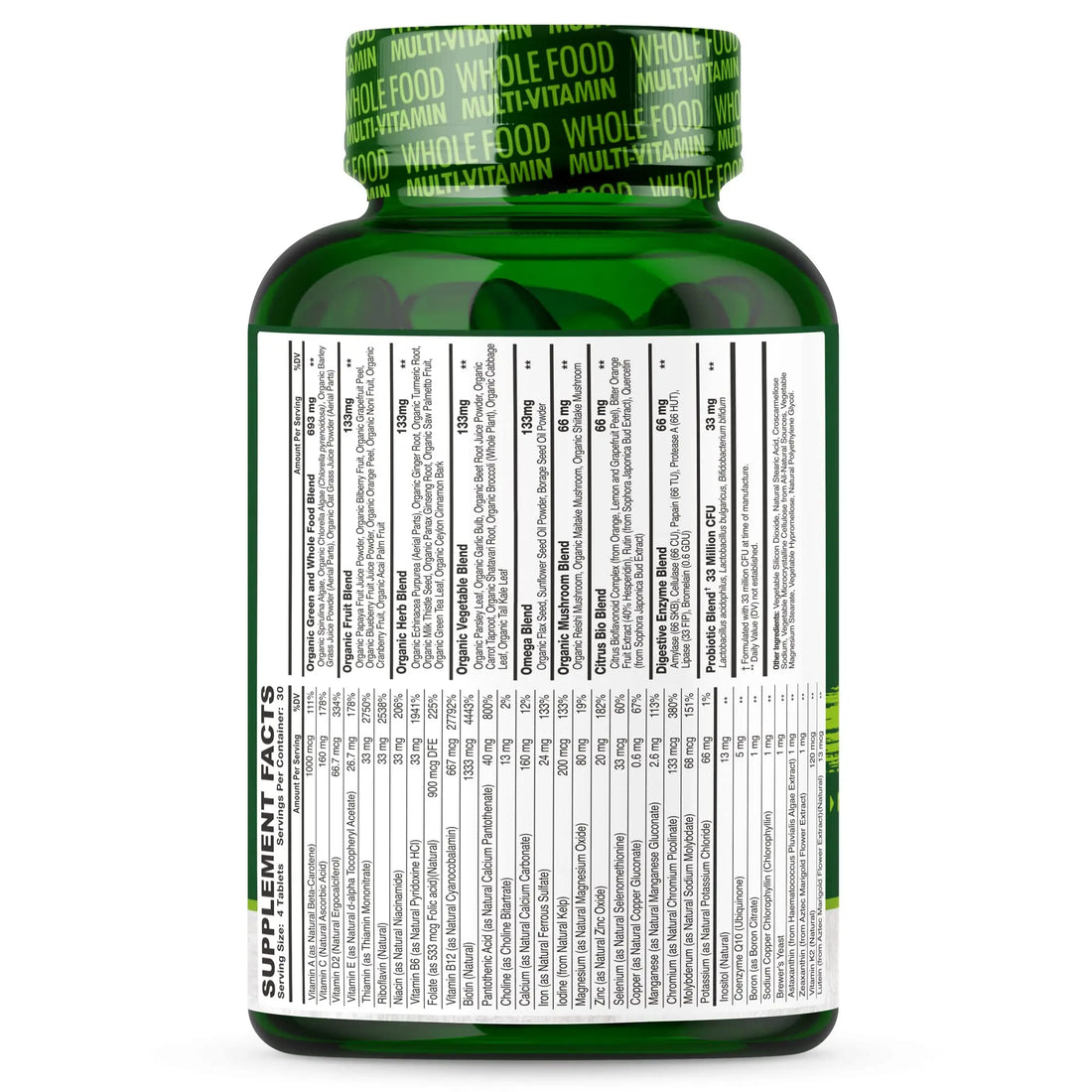 Wholesome Wellness Whole Food Multivitamin for Men - Natural Multi Vitamins, Minerals, Organic Extracts - Vegan Vegetarian - 120 Tablets Wholesome Wellness