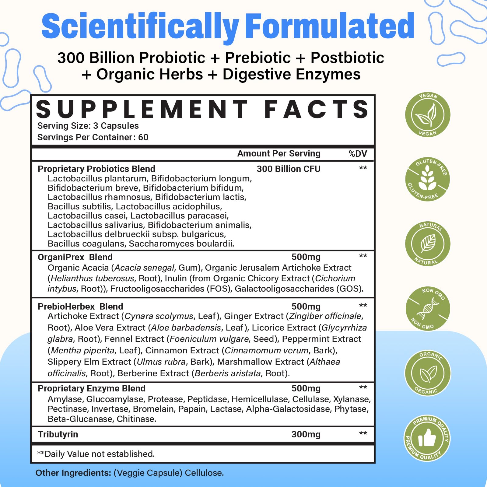 (180 Capsules) Probiotics for Women & Men, 5-in-1 Probiotic, Prebiotic, Postbiotic, Organic Herbs & 16 Digestive Enzymes Blend, 300 Billion CFU, Complete Gut Health, Digestive Health & Immune* NisavainBuy Supplements Australia
